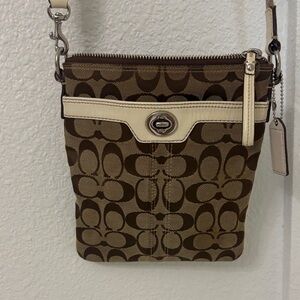 Coach Brown and Cream Crossbody Bag
